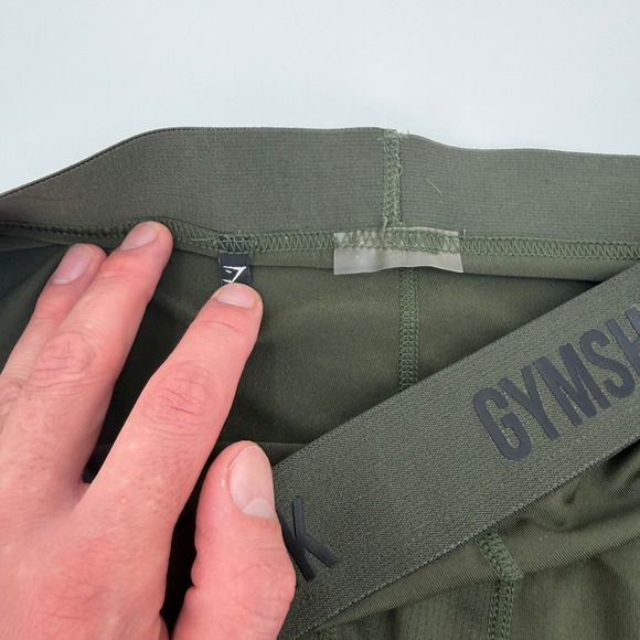 Gymshark Mens Compression Leggings 3/4 Tights Olive Green Training Size Small - Picture 4 of 10